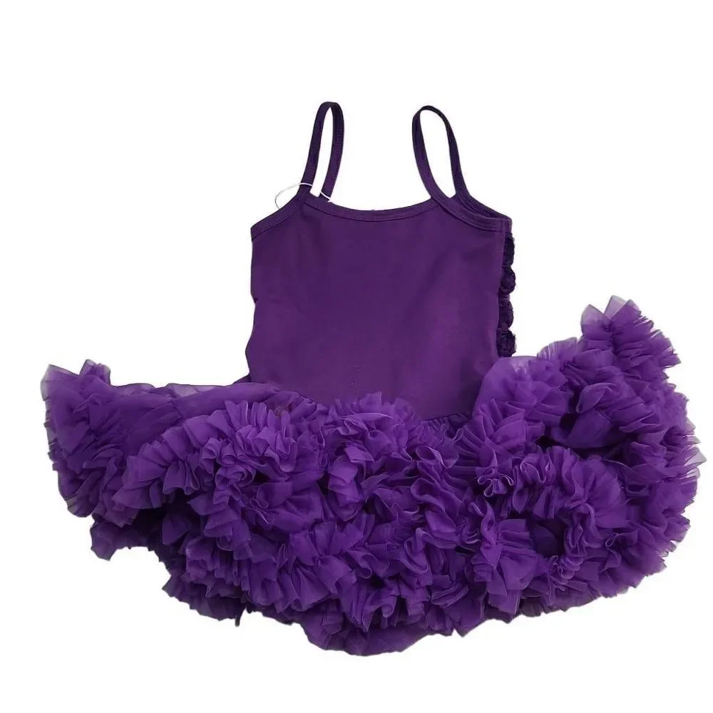 Girls Purple Rose Embellished Tutu Dress - Size 6-12 Months